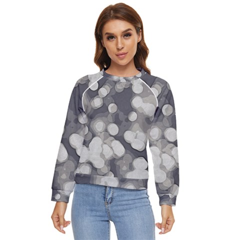 Gray Circles Of Light Women s Long Sleeve Raglan Tee by DimitriosArt