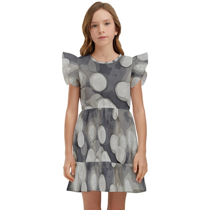 Gray circles of light Kids  Winged Sleeve Dress