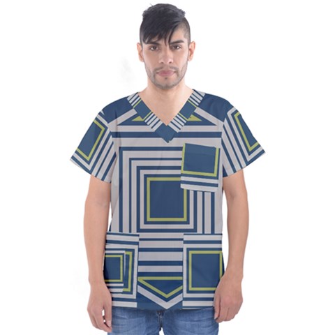 Abstract Pattern Geometric Backgrounds   Men s V-neck Scrub Top by Eskimos