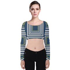 Abstract Pattern Geometric Backgrounds   Velvet Long Sleeve Crop Top