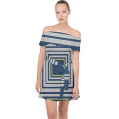 Abstract Pattern Geometric Backgrounds   Off Shoulder Chiffon Dress by Eskimos