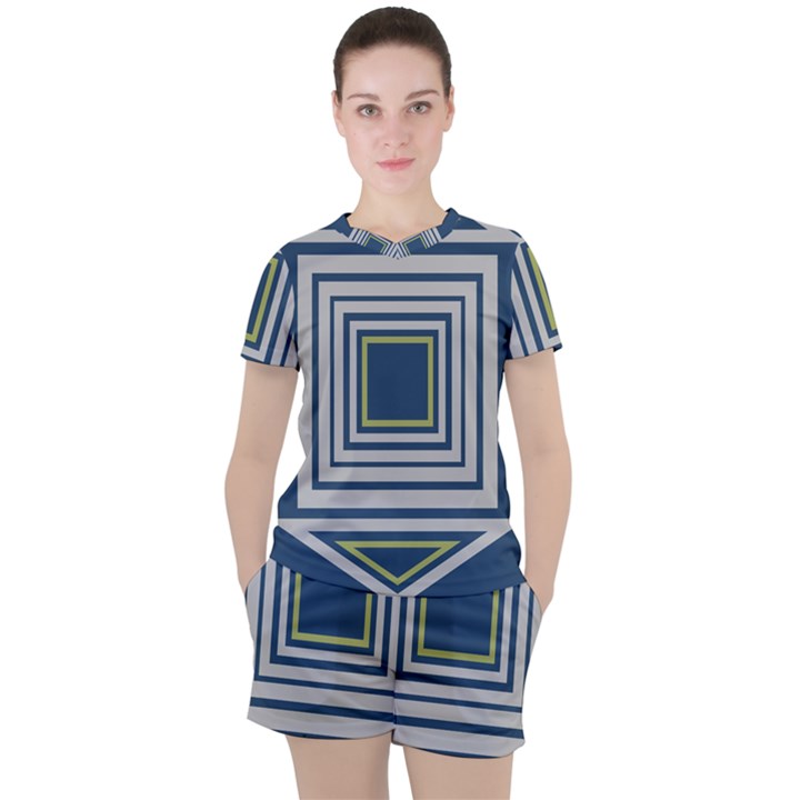 Abstract pattern geometric backgrounds   Women s Tee and Shorts Set