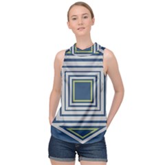 Abstract Pattern Geometric Backgrounds   High Neck Satin Top by Eskimos