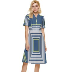 Abstract Pattern Geometric Backgrounds   Button Top Knee Length Dress