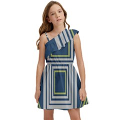 Abstract Pattern Geometric Backgrounds   Kids  One Shoulder Party Dress by Eskimos