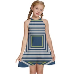 Abstract Pattern Geometric Backgrounds   Kids  Halter Collar Waist Tie Chiffon Dress by Eskimos