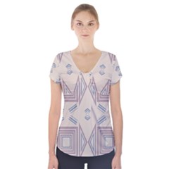 Abstract Pattern Geometric Backgrounds   Short Sleeve Front Detail Top by Eskimos