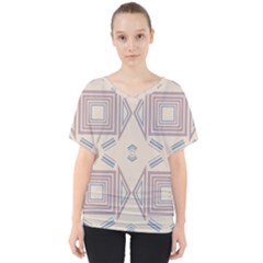 Abstract Pattern Geometric Backgrounds   V-neck Dolman Drape Top by Eskimos