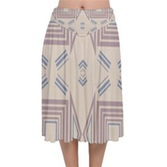 Abstract Pattern Geometric Backgrounds   Velvet Flared Midi Skirt by Eskimos