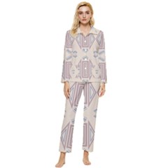 Abstract Pattern Geometric Backgrounds   Womens  Long Sleeve Velvet Pocket Pajamas Set