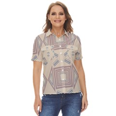 Abstract Pattern Geometric Backgrounds   Women s Short Sleeve Double Pocket Shirt