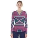 Abstract pattern geometric backgrounds   V-Neck Long Sleeve Top View1