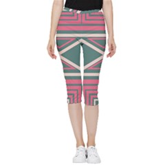 Abstract Pattern Geometric Backgrounds   Inside Out Lightweight Velour Capri Leggings  by Eskimos