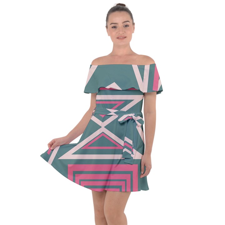 Abstract pattern geometric backgrounds   Off Shoulder Velour Dress