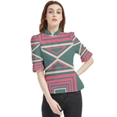 Abstract Pattern Geometric Backgrounds   Frill Neck Blouse