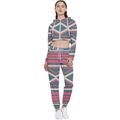 Abstract Pattern Geometric Backgrounds   Cropped Zip Up Lounge Set by Eskimos