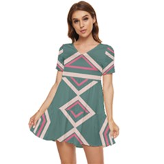 Abstract Pattern Geometric Backgrounds   Tiered Short Sleeve Babydoll Dress by Eskimos