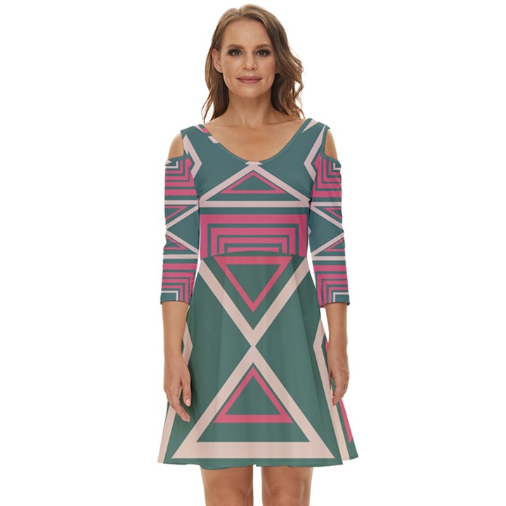 Abstract pattern geometric backgrounds   Shoulder Cut Out Zip Up Dress