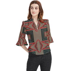 Abstract Pattern Geometric Backgrounds   Loose Horn Sleeve Chiffon Blouse