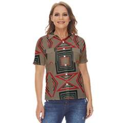 Abstract Pattern Geometric Backgrounds   Women s Short Sleeve Double Pocket Shirt