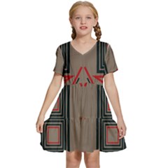 Abstract Pattern Geometric Backgrounds   Kids  Short Sleeve Tiered Mini Dress by Eskimos