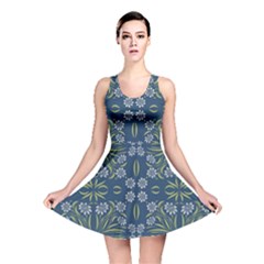 Folk Flowers Print Floral Pattern Ethnic Art Reversible Skater Dress by Eskimos