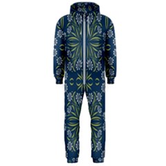 Folk Flowers Print Floral Pattern Ethnic Art Hooded Jumpsuit (men) by Eskimos