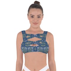 Folk Flowers Print Floral Pattern Ethnic Art Bandaged Up Bikini Top by Eskimos