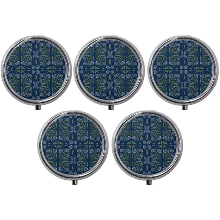 Folk flowers print Floral pattern Ethnic art Mini Round Pill Box (Pack of 5)