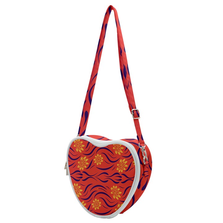 Folk flowers print Floral pattern Ethnic art Heart Shoulder Bag