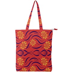 Folk Flowers Print Floral Pattern Ethnic Art Double Zip Up Tote Bag by Eskimos