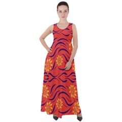 Folk Flowers Print Floral Pattern Ethnic Art Empire Waist Velour Maxi Dress by Eskimos