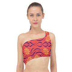 Folk Flowers Print Floral Pattern Ethnic Art Spliced Up Bikini Top  by Eskimos