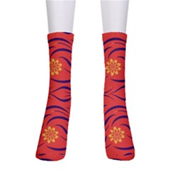 Folk Flowers Print Floral Pattern Ethnic Art Crew Socks by Eskimos