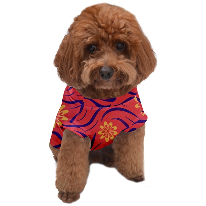 Folk flowers print Floral pattern Ethnic art Dog T-Shirt