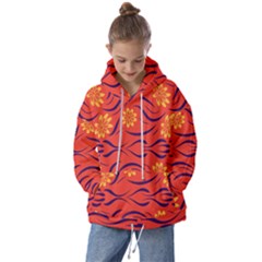 Folk Flowers Print Floral Pattern Ethnic Art Kids  Oversized Hoodie by Eskimos