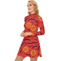 Folk flowers print Floral pattern Ethnic art Long Sleeve Velour Longline Dress View2