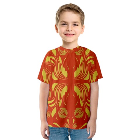 Folk Flowers Print Floral Pattern Ethnic Art Kids  Sport Mesh Tee by Eskimos