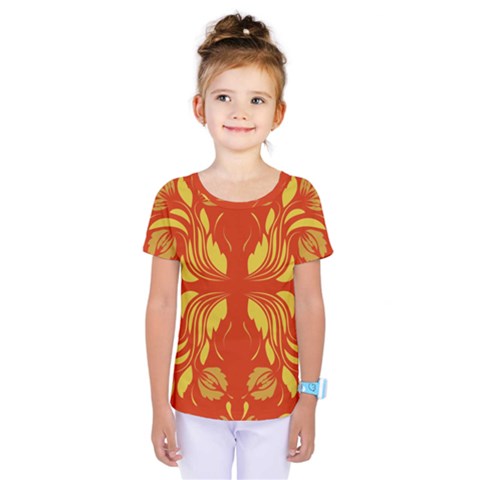 Folk Flowers Print Floral Pattern Ethnic Art Kids  One Piece Tee by Eskimos