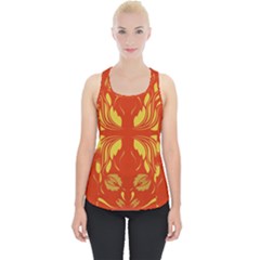 Folk Flowers Print Floral Pattern Ethnic Art Piece Up Tank Top by Eskimos