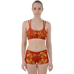 Folk Flowers Print Floral Pattern Ethnic Art Perfect Fit Gym Set by Eskimos