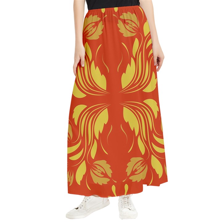 Folk flowers print Floral pattern Ethnic art Maxi Chiffon Skirt