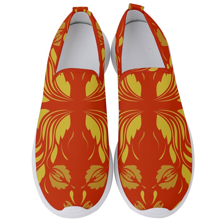 Folk flowers print Floral pattern Ethnic art Men s Slip On Sneakers