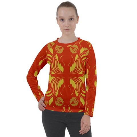 Folk Flowers Print Floral Pattern Ethnic Art Women s Long Sleeve Raglan Tee by Eskimos