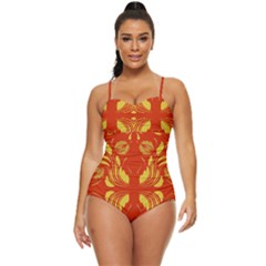 Folk Flowers Print Floral Pattern Ethnic Art Retro Full Coverage Swimsuit