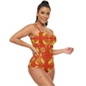 Folk flowers print Floral pattern Ethnic art Retro Full Coverage Swimsuit View3