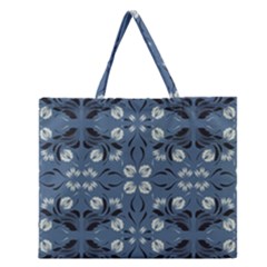 Folk Flowers Print Floral Pattern Ethnic Art Zipper Large Tote Bag by Eskimos