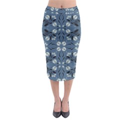 Folk Flowers Print Floral Pattern Ethnic Art Midi Pencil Skirt by Eskimos