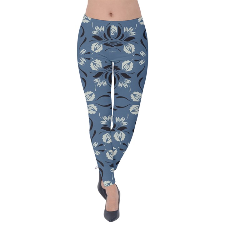 Folk flowers print Floral pattern Ethnic art Velvet Leggings