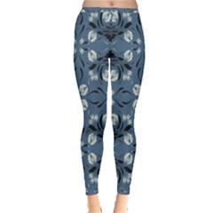 Folk Flowers Print Floral Pattern Ethnic Art Inside Out Leggings by Eskimos